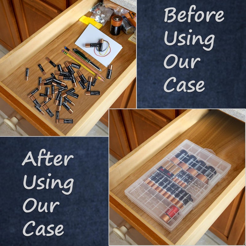 Home-X Battery Organizer Storage Case - Clear, See-Through Battery Holder - Battery Case for All Types of Batteries Including AA, AAA, C, D, and 9-Volt Batteries - Easy Access Battery Storage Case - Image 3